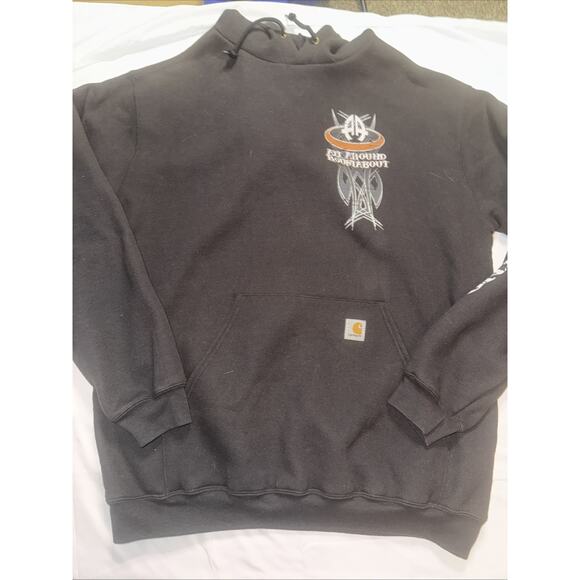 Carhartt Hoodie Sweatshirt Mens Large Loose Fit Black Cotton Workwear Pullover - Picture 1 of 9